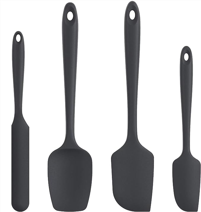 4er-set Bpa-freier Silikonspatel Mit Antihaftbeschichtung, Hitzebeständig (315 °c), Flexible Küchenhelfer Zum Kochen Und Backen, Schwarz