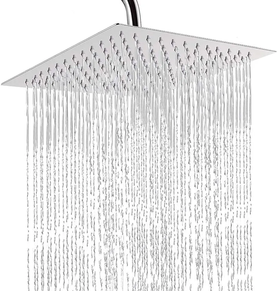 Raylang Quadratischer Anti-kalk-duschkopf Aus Edelstahl 304, Ultradünner, Verstellbarer Hochdruck-duschkopf, Regenduschdesign Für Badezimmer, 25,4 Cm