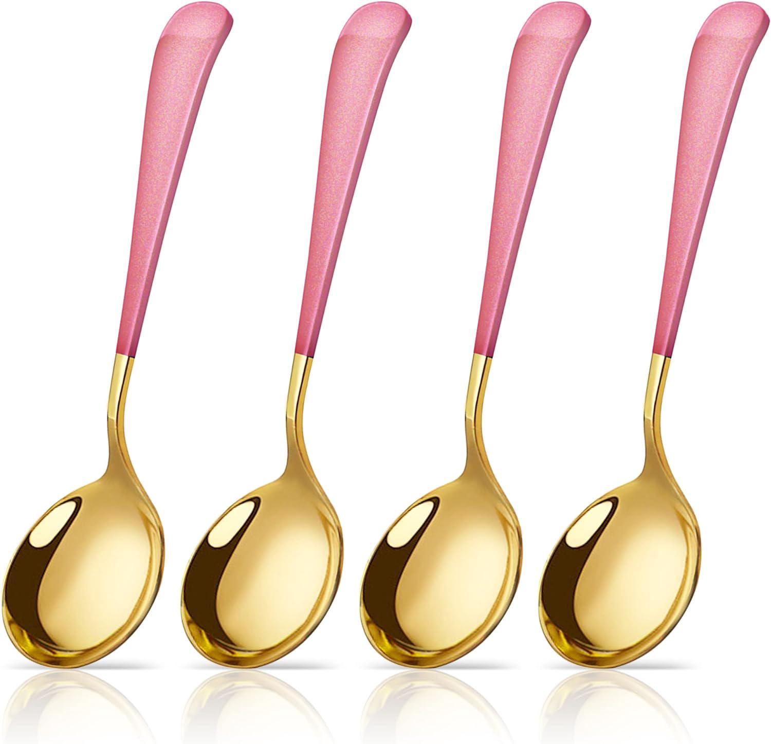 Hochwertige Suppenlöffel In Roségold, Aus 18/10-edelstahl, Dick Und Tief, Ideal Für Milch, Brühe, Suppe, Heiße Schokolade Und Tee. Ein Perfektes Geschenk Für Partys, Familie, Kinder Und Ihre Liebsten.