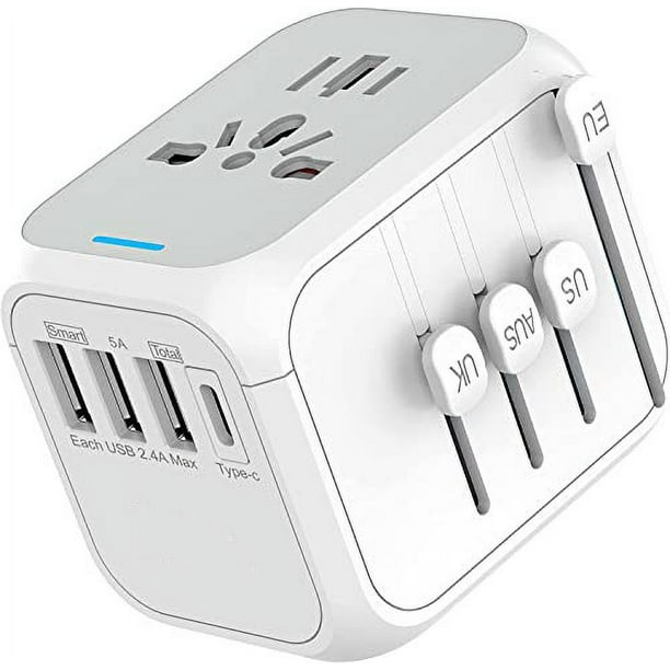 Internationaler Universal-reiseadapter, Kanadisches Kleinunternehmens-schnellladegerät (2,4 A) Mit 4 Usb-anschlüssen, Europäischer Stecker, Globale Netzadapter Für Europa, Großbritannien, Usa Und Aust