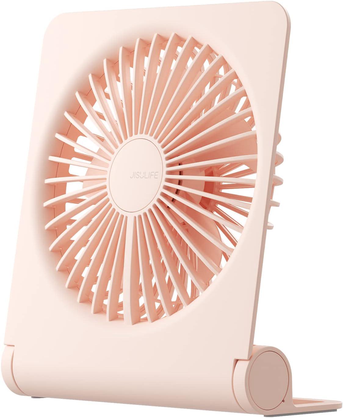 Kleiner Tischventilator Mit Usb-akku (4500 Mah), Starkem 160°-luftstrom, Faltbar, Extrem Leise, 4 Geschwindigkeitsstufen Für Büro, Zuhause Und Camping – Pink