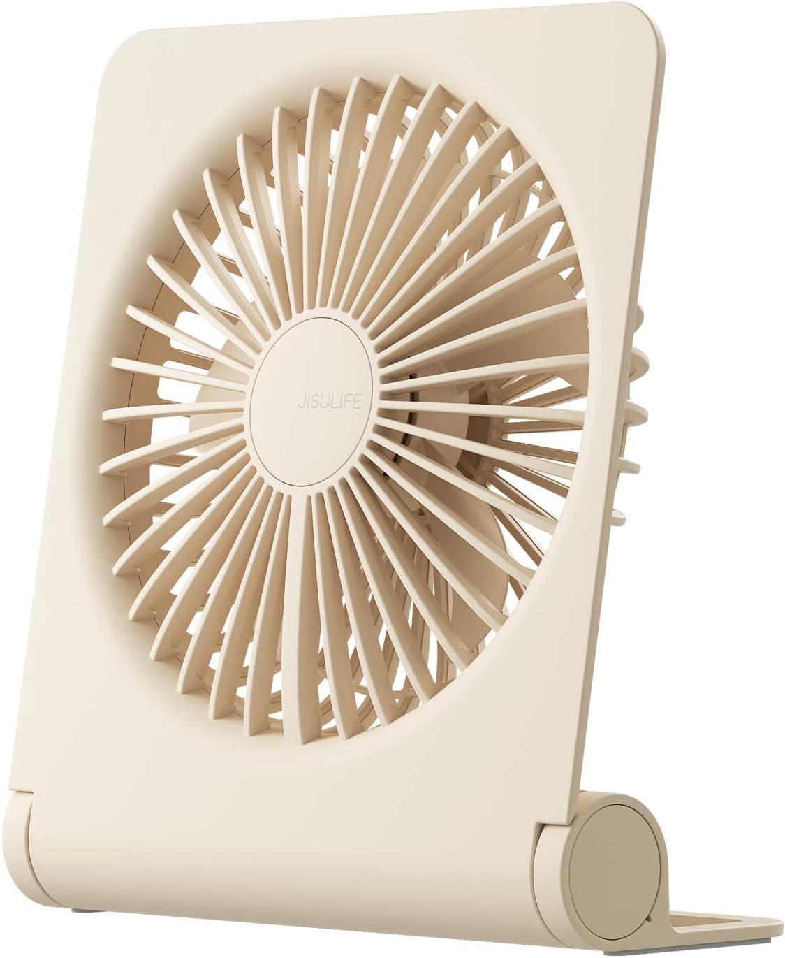 Kompakter Tischventilator Mit Usb-akku (4500 Mah), Leistungsstarkem, Um 160° Faltbarem Design, Extrem Leisem Betrieb Und 4 Geschwindigkeitsstufen Für Büro, Zuhause Und Camping – Braun