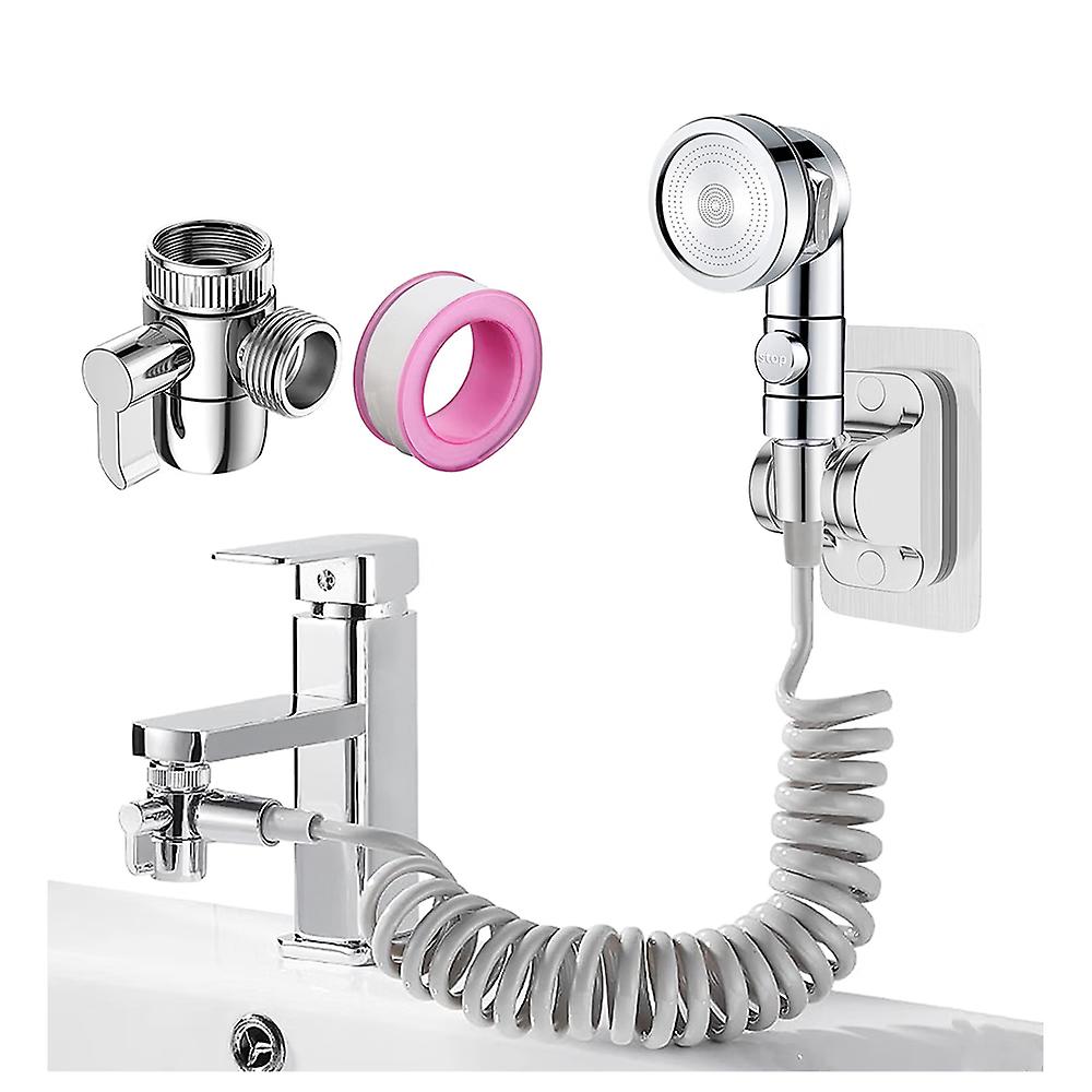 Duschkopf-set Mit Armatur, 3-funktions-handbrause, 3 Armaturadaptern, 1,5 M Flexiblem Schlauch, Weiß