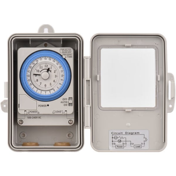 Mechanischer 24-stunden-timer, 15-minuten-timer, Schutzart Ip53, Mit Batterie Tb388r, 100–240 V Wechselstrom, Grau, 24er-packung