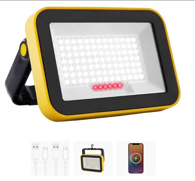 Kabellose Led-arbeitsleuchte, 5 Leuchten, Akkubetrieben Mit Usb-kabel, 4000 Mah Akku, Wasserdicht (ip65) Für Werkstatt, Camping, Angeln Und Notfalleinsätze