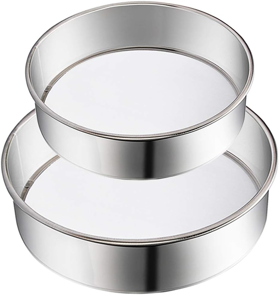 2-teiliges Set – Mehlsieb – Edelstahl – Feines Mehlsieb – 60 Mesh – Rundes Sieb – Ideal Zum Backen Und Für Gebäck – Durchmesser 15 Cm Und 20 Cm – Silber