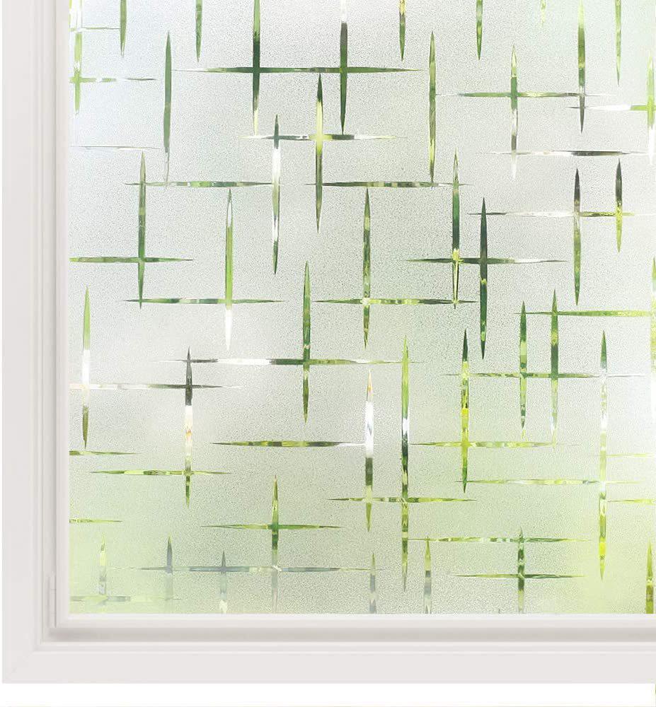 Fensterfolie Mit Kreuzmuster, 45 X 200 Cm, Sicht- Und Lichtundurchlässig, Dekorativ, Statisch Haftend, Mattiert, Für Zuhause, Büro, Wohnzimmer, Küche