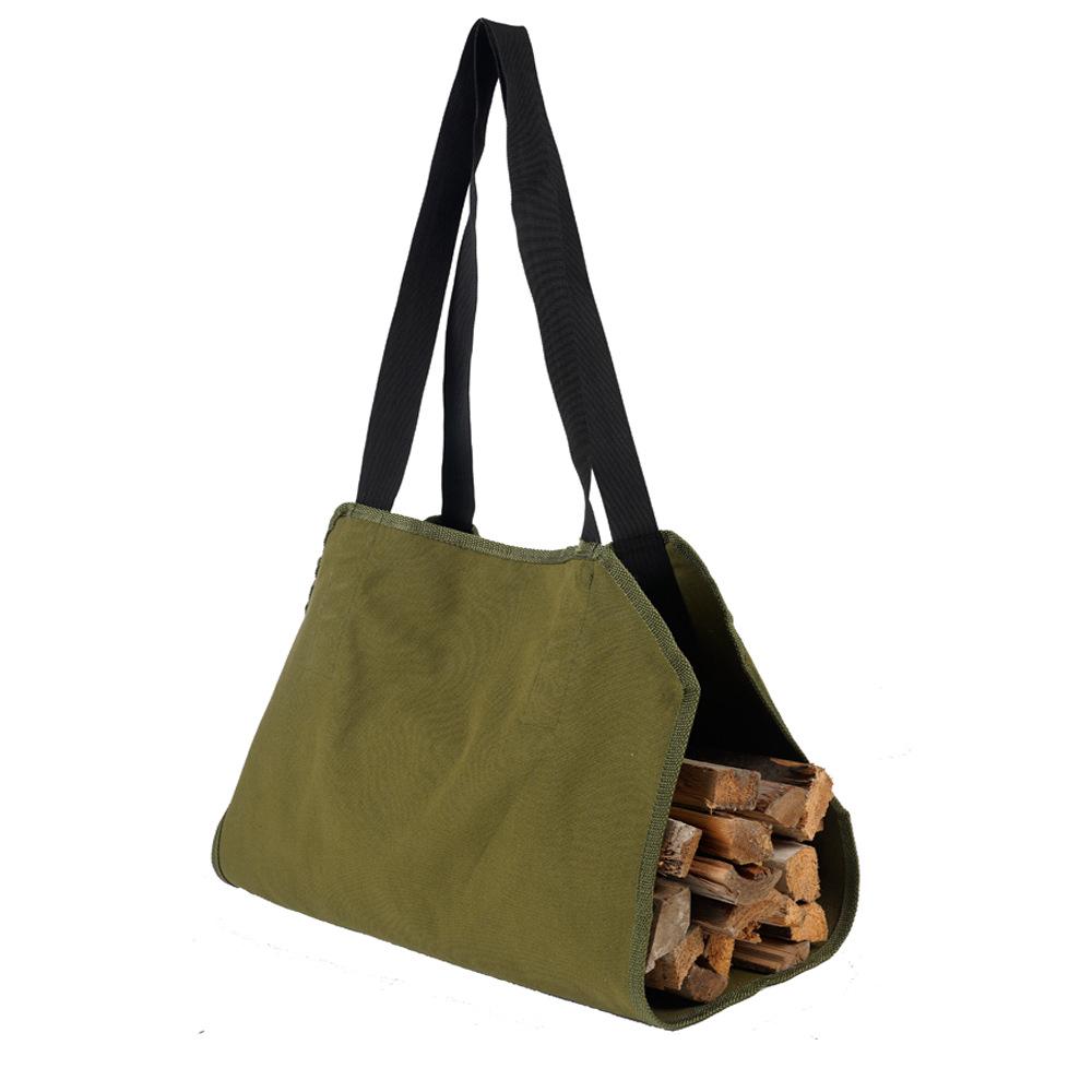 Feuerfester, Grüner Canvas-feuersack Für Kaminholz, Große Aufbewahrungstasche (100 X 50 Cm) Für Brennholz, Wasserdicht Mit Tragegriffen Und Gurten, Für Den Innen- Und Außenbereich, 1 Stück