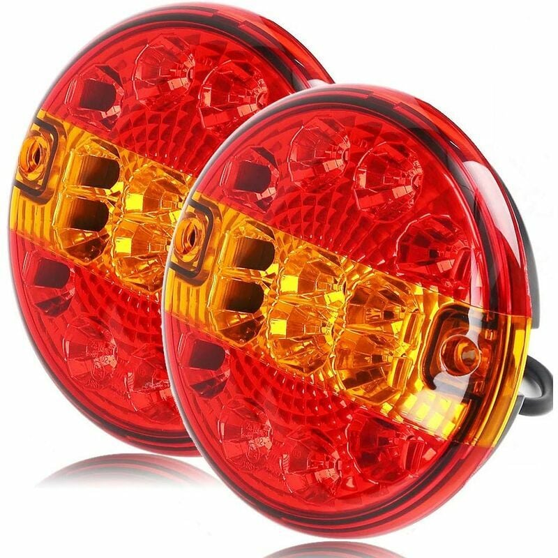 2-teilige 12/24v Led-rückleuchten Für Anhänger, Lkw Und Wohnwagen – Runde Rote Und Gelbe Beleuchtung, Hamburger Ausführung