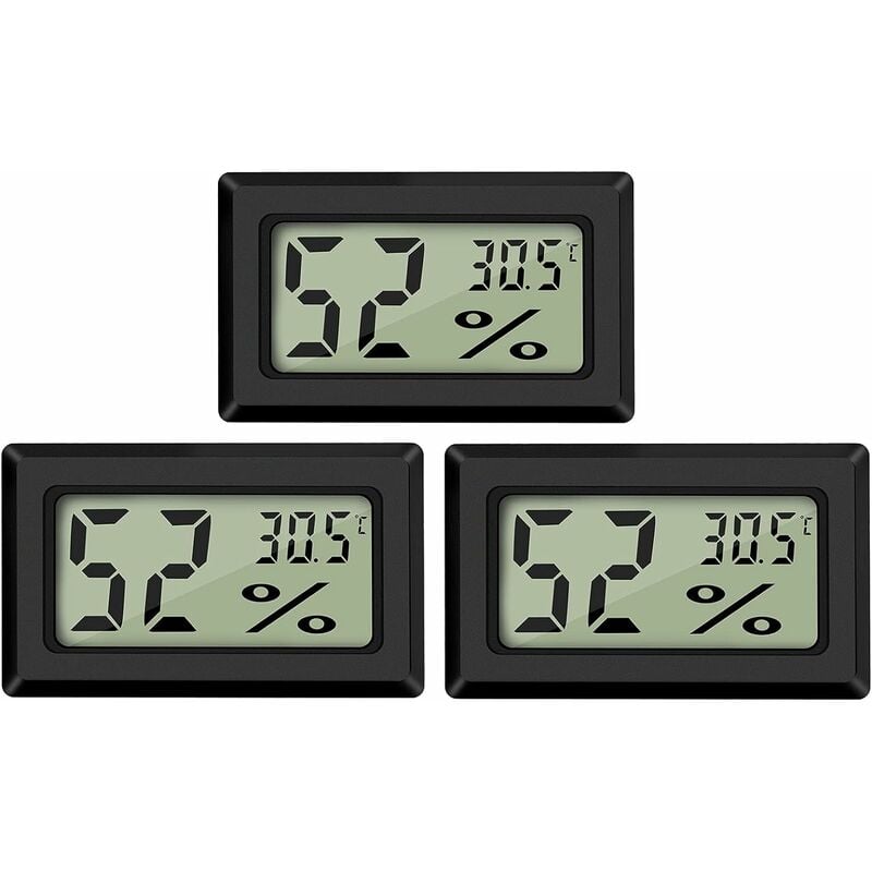 Set Mit 3 Mini-lcd-digitalthermometern Mit Hygrometer, Temperatur- Und Feuchtigkeitsmessung Für Kühlschrank Und Aquarium -50 °c Bis +70 °c