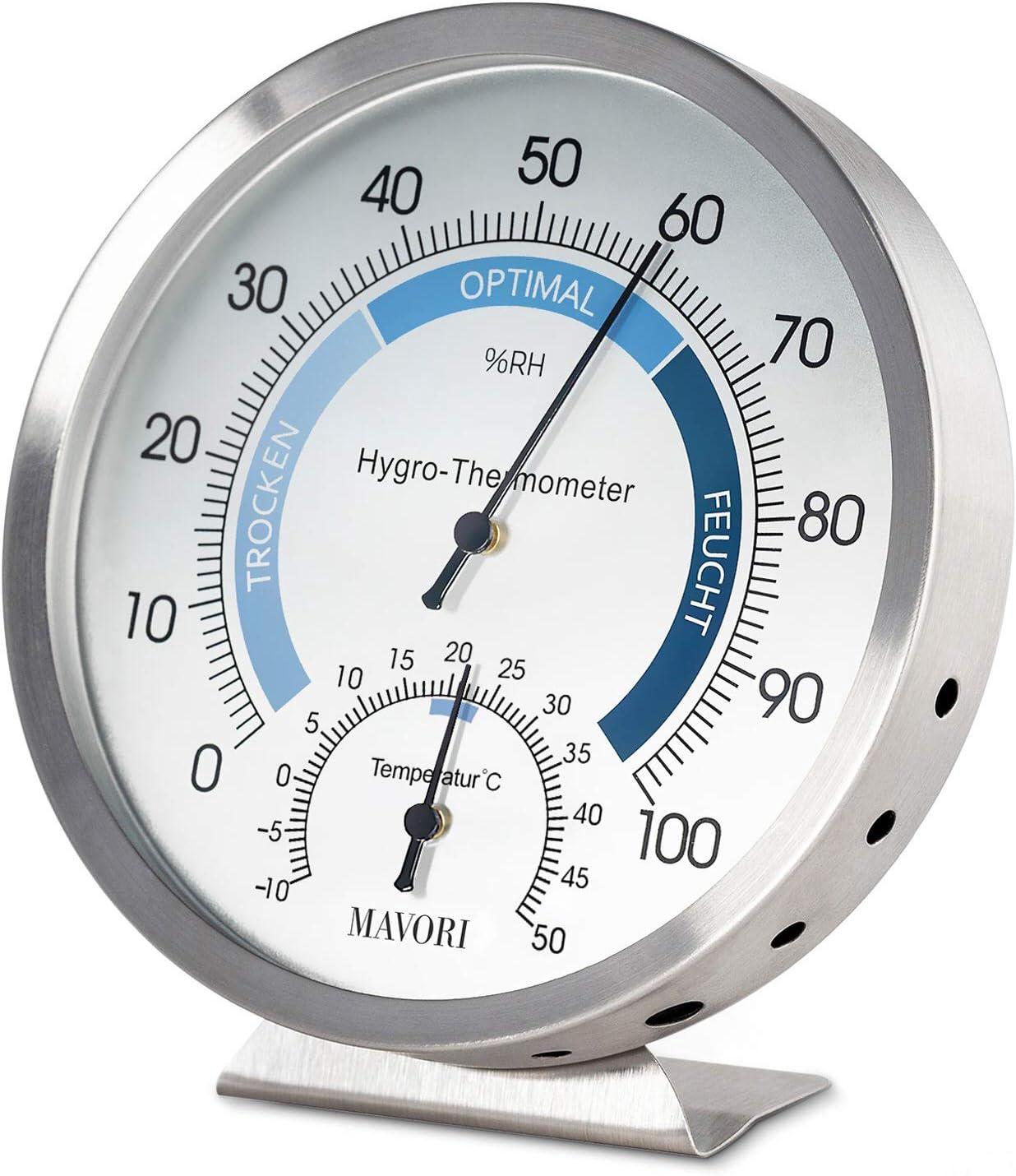 Analoges Hygrometer/thermometer Aus Edelstahl Für Den Innenbereich, Umgebungsthermometer Zur Regulierung Des Raumklimas