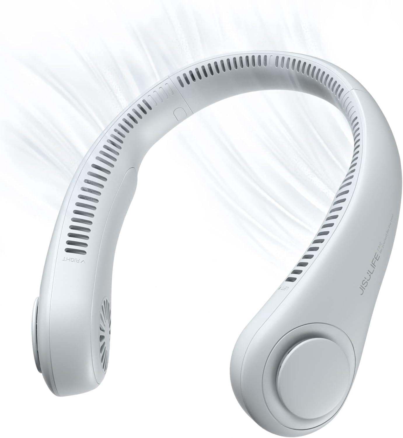 Wiederaufladbarer, Klingenloser Nackenventilator, 4000 Mah, Usb-akku, 3 Geschwindigkeitsstufen, Grau