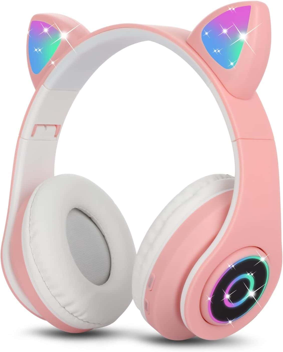 Kabellose Bluetooth-kopfhörer Für Mädchen, Faltbar, Mit Stereomikrofon, Katzenohren-design, Für Smartphones Und Pcs, Pink