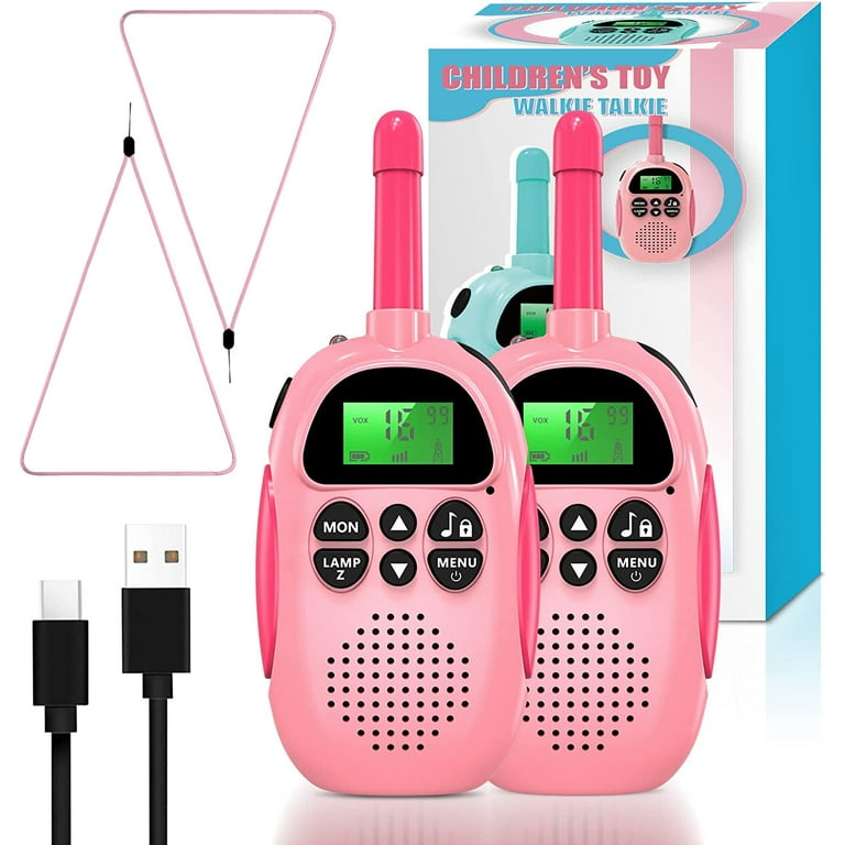Walkie-talkies Für Kinder Von 3 Bis 12 Jahren, Wiederaufladbares Spielzeug Mit 16 Kanälen, 2-kanal-radio Und Taschenlampe, Rote Leuchtelektronik