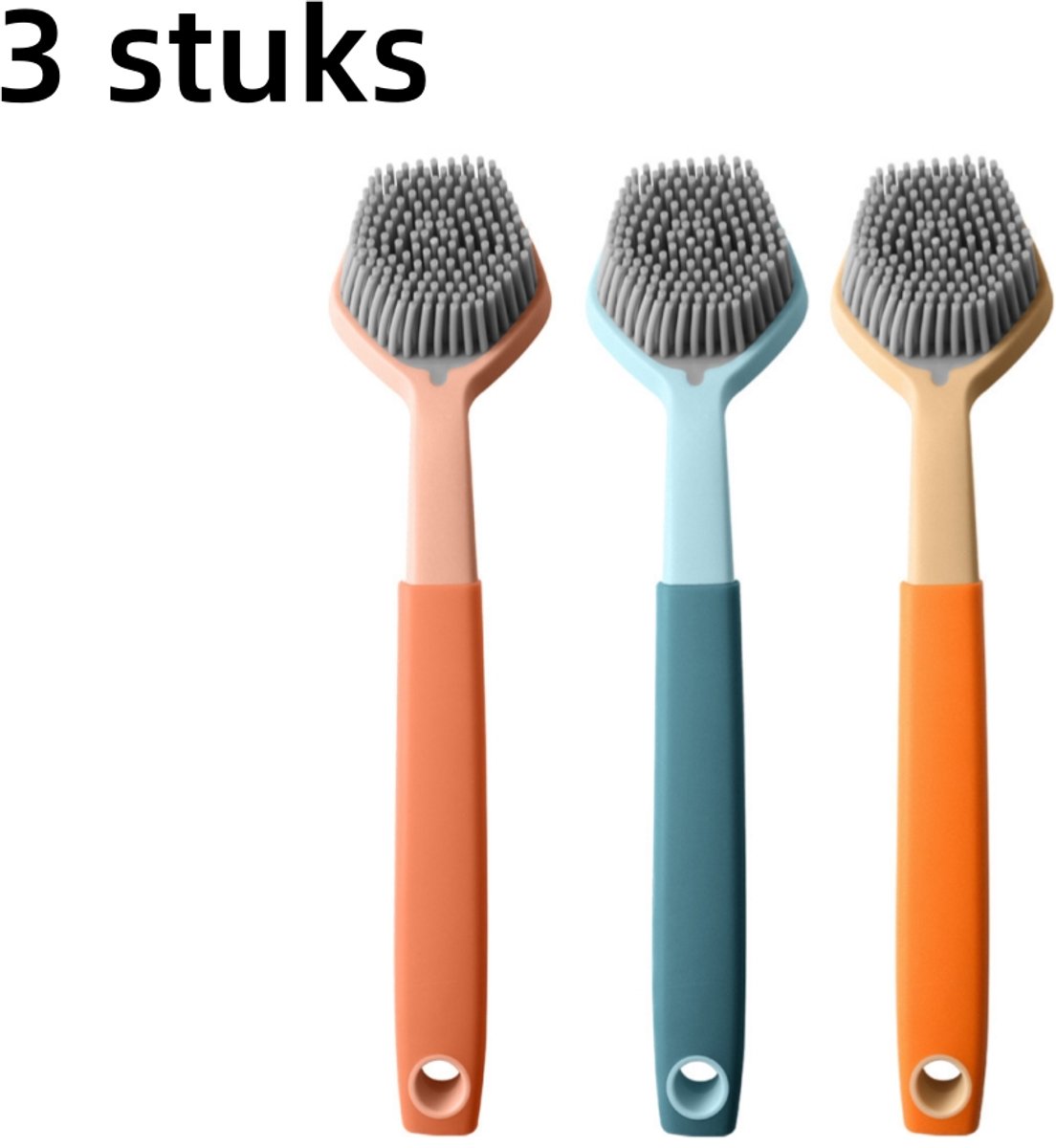 3-teiliges Set – Spülbürste – Silikon-reinigungsbürste – Geeignet Für Antihaftbeschichtete Pfannen – Topfbürste – Tellerbürste – Küchenreinigung – Ölbeständig – Zum Aufhängen – 26,8 X 6 Cm, Verschiede