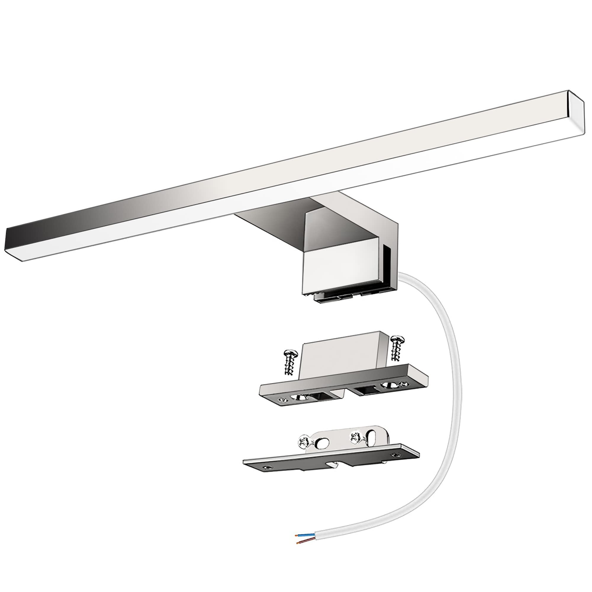 Led-beleuchteter Badezimmerspiegel, 30 Cm, 5 W, 400 Lm, 230 V, 4000 K, Ip44, Wasserdicht (klasse Ii), 3-in-1-funktion: Flimmerfreier Spiegel/schrank/wandleuchte, 300 Mm, Chrom