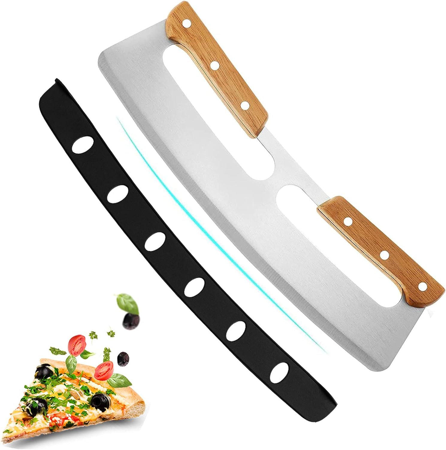 Pizzamesser Aus Edelstahl Mit Scharfer Klinge, Holzgriff Und Schutzhülle, Kuchen- Und Teigschneider, Küchenaccessoire