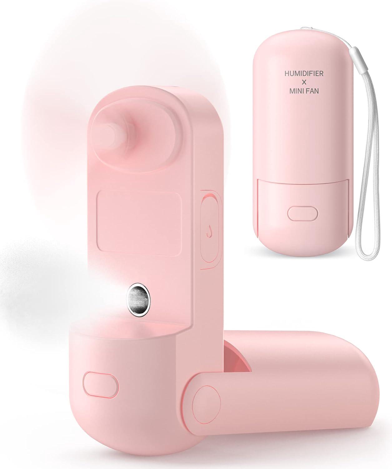 Faltbarer Taschenventilator (1 Stück), Mini-tragbarer, Leiser Persönlicher Ventilator, Usb-aufladbar (pink)