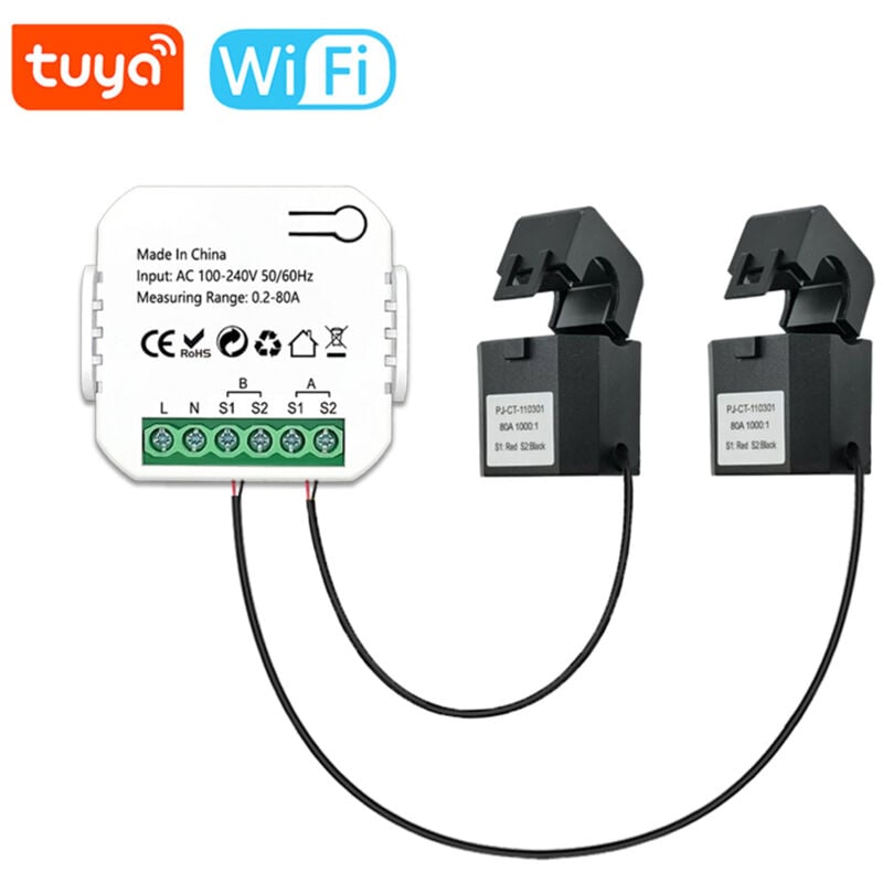 Tuya Ist Ein Wlan-fähiger Stromzähler Zur Überwachung Der Solarstromproduktion, Messung Des Verbrauchs Und Steuerung Per Mobil-app.