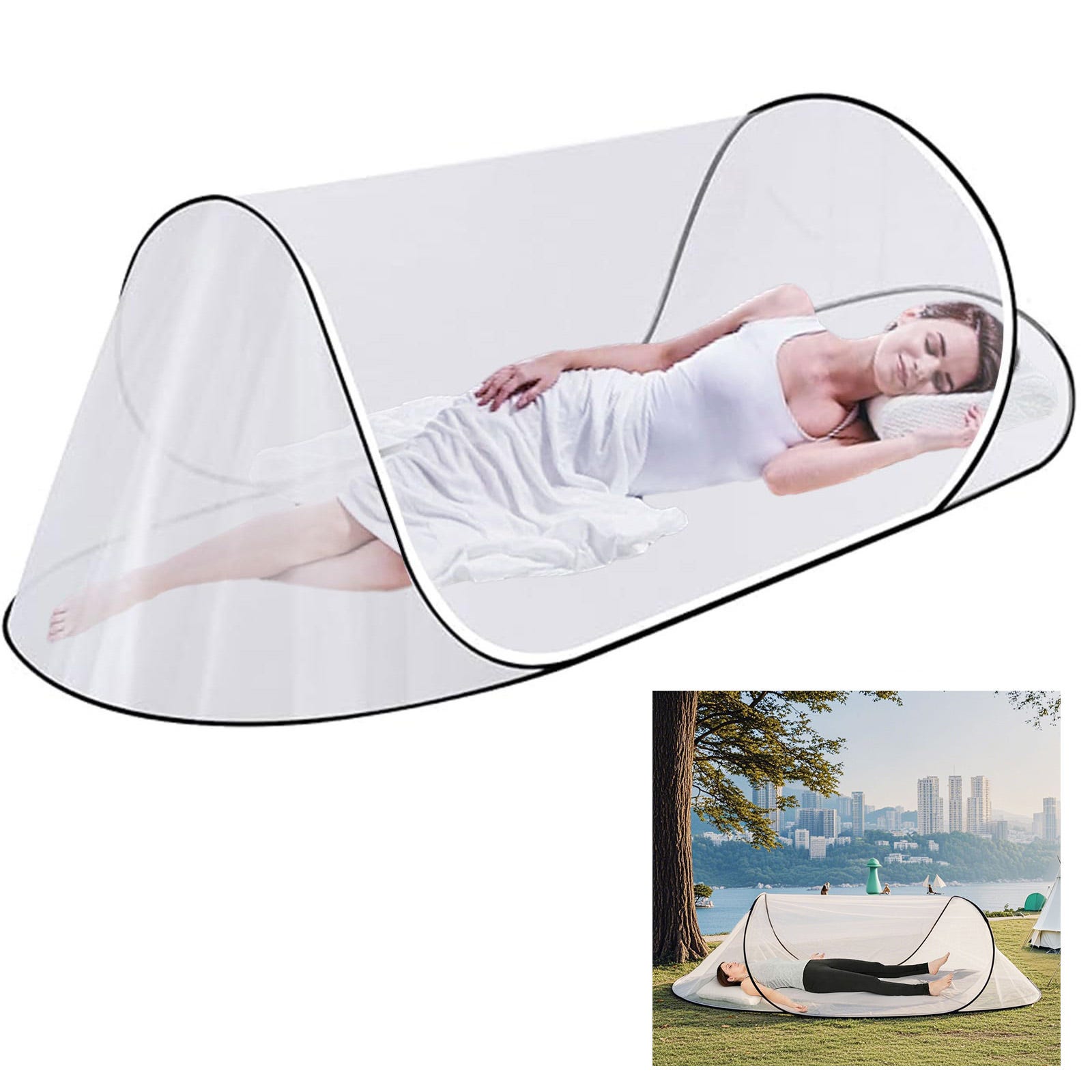 Pop-up-moskitonetz Für Campingzelte, Kein Aufbau Erforderlich, Rechteckige Form 200 X 80 X 56 Cm, Schwarz