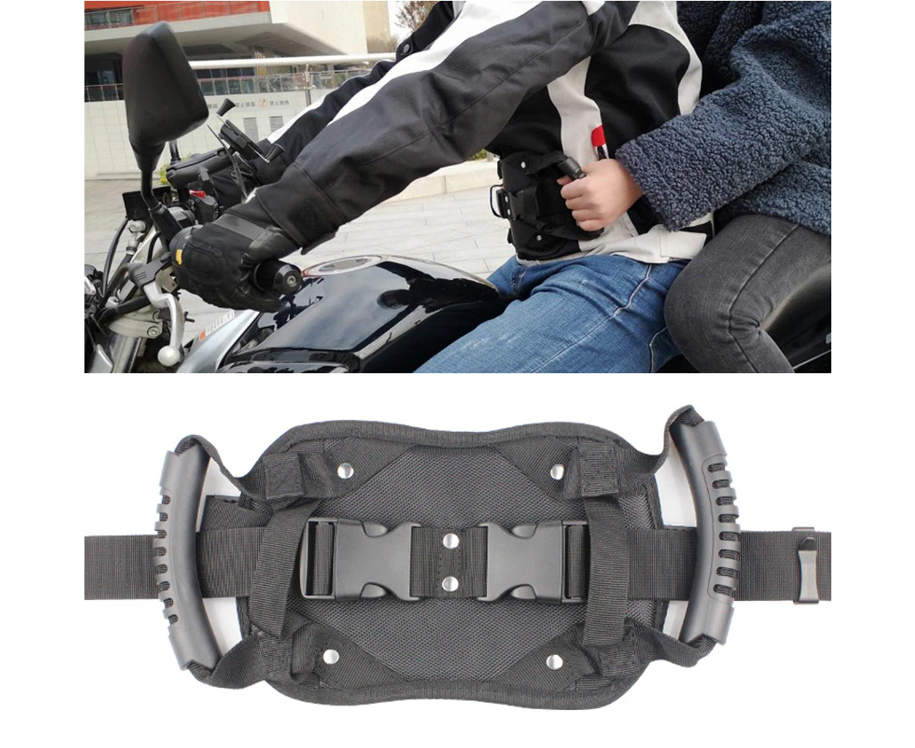 Robuste Haltegriffe Für Motorradbeifahrer, Verstellbare Sicherheitsgurte Für Motorradbeifahrer, Schutzvorrichtungen Für Motorradbeifahrer