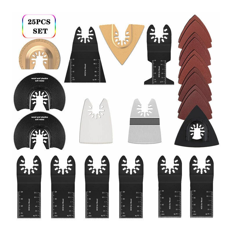 25-teiliges Universal-oszillationssägeblatt-set, Multifunktionszubehör Kompatibel Mit Fein Multimaster, Dremel, Bosch, Makita, Dewalt Und Anderen Werkzeugen