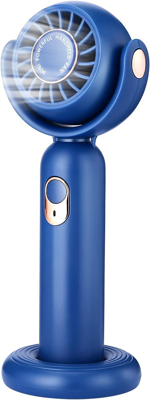 Kompakter, Tragbarer Mini-taschenventilator Mit 3 Geschwindigkeitsstufen, 130°-drehung, Tischständer, Kleiner, Per Usb Aufladbarer Ventilator, Blau