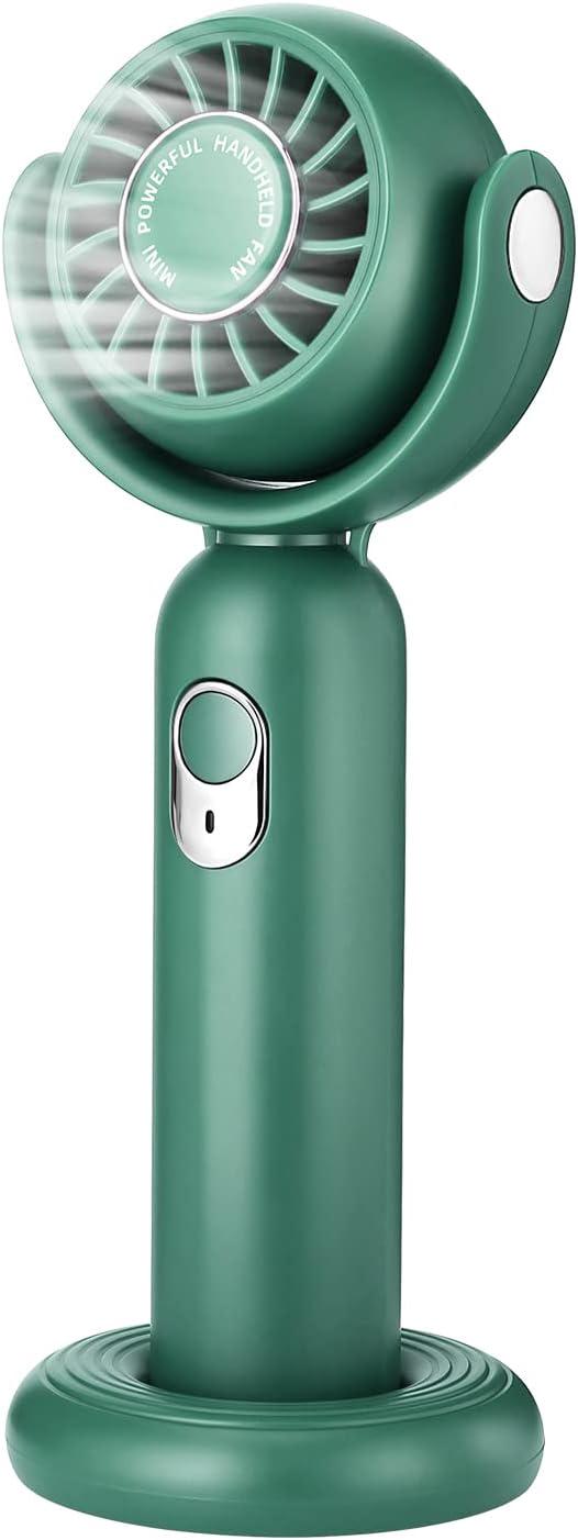 Leistungsstarker Mini-handventilator, 3 Geschwindigkeitsstufen, 130°-drehung, Tischventilator Mit Ständer, Kleiner, Per Usb Aufladbarer Ventilator, Grün