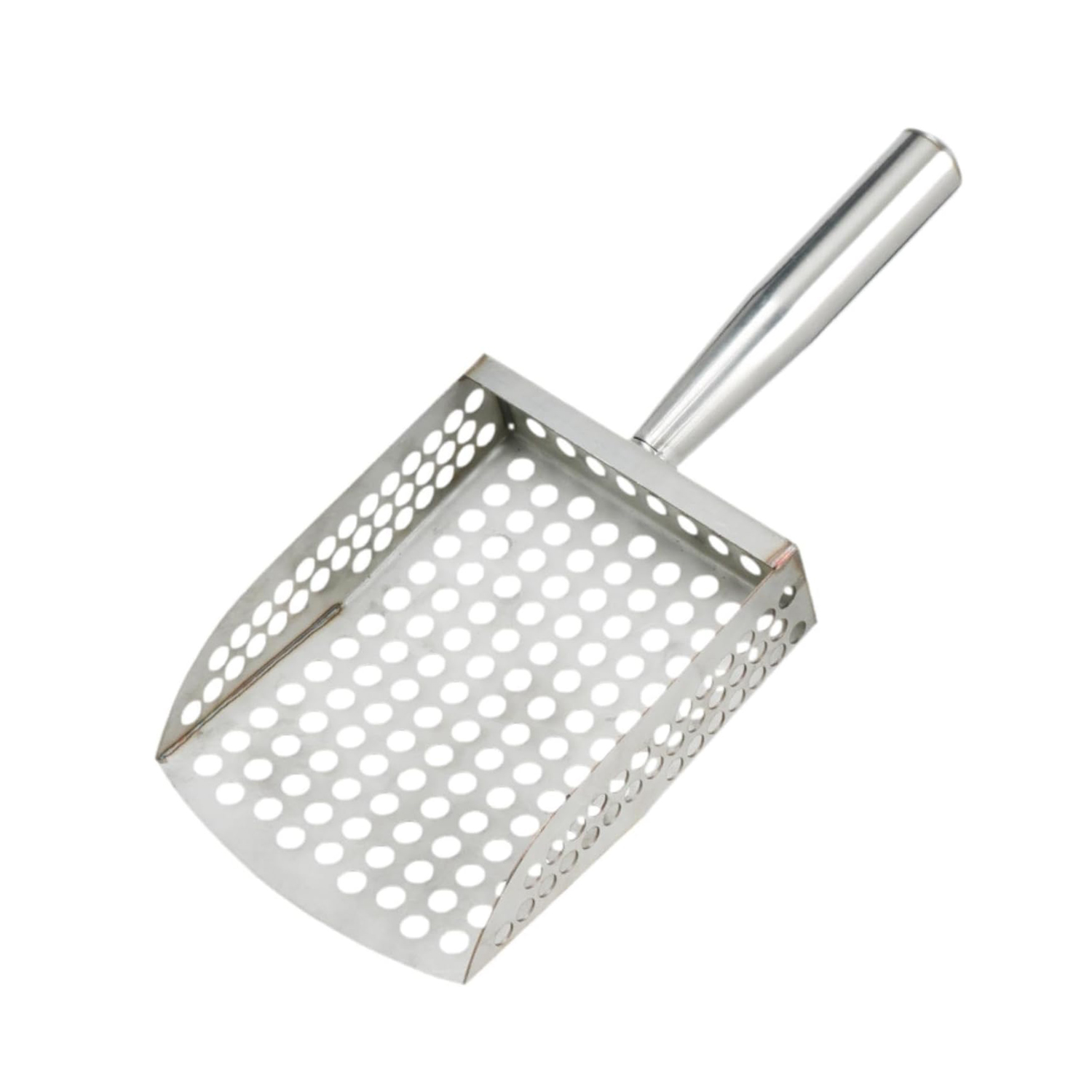Strandsandschaufel Aus Edelstahl – Sandsieb Mit Ergonomischem Griff – Sandfilterschaufel – Zum Aufhängen – 28,5 X 12 X 14 Cm – Ideal Zum Sammeln Von Muscheln, Reinigen Des Strandes Usw. – Silber