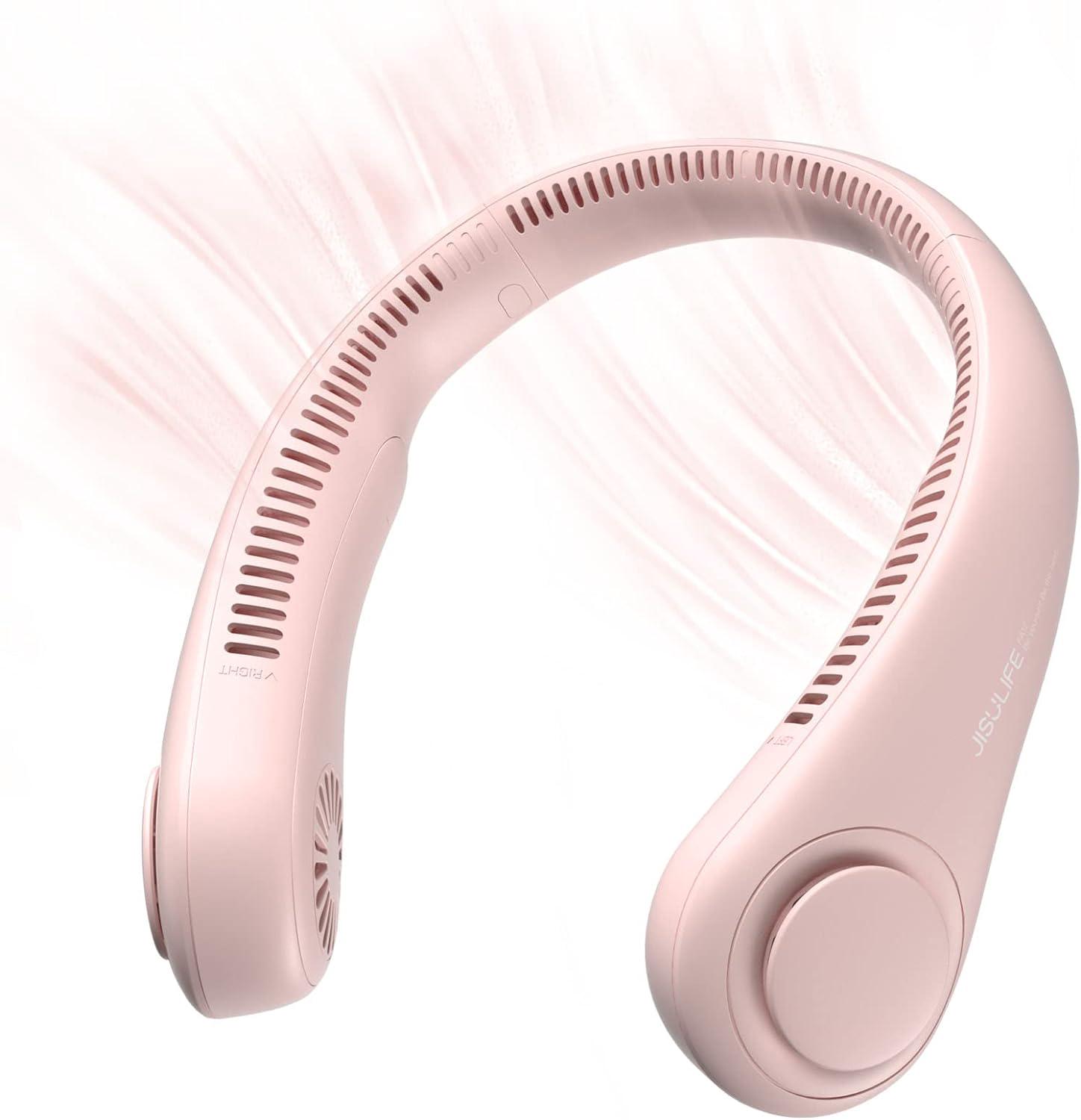 Verstellbarer, Blattloser Nackenventilator, Kabelloser Tragbarer Ventilator, 4000-mah-akku, Usb-anschluss, 3 Geschwindigkeitsstufen – Pink