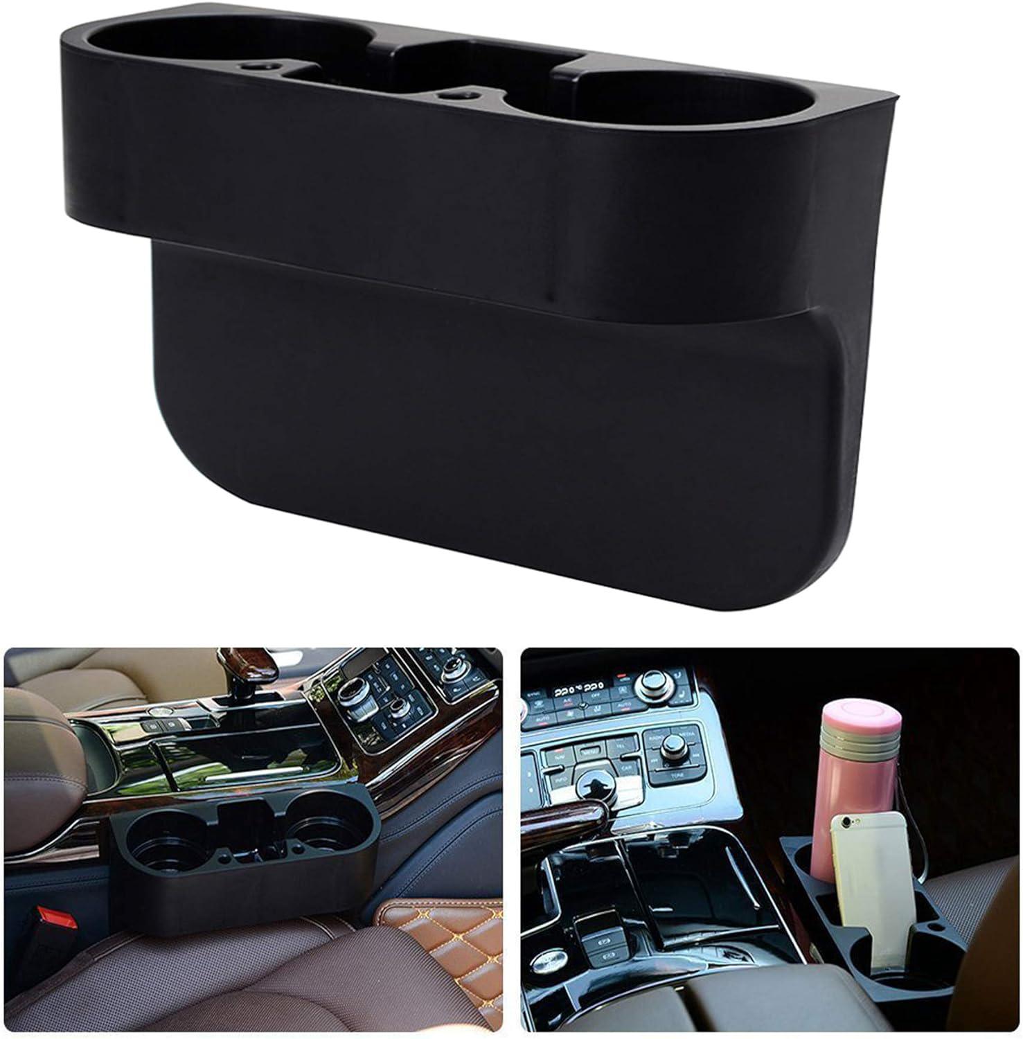 3-in-1-auto-getränkehalter-organizer, Zwischenraum-organizer, Doppelflaschenhalter Und Handyhalterung, Schwarz, 1 Stück, Für Auto Und Lkw