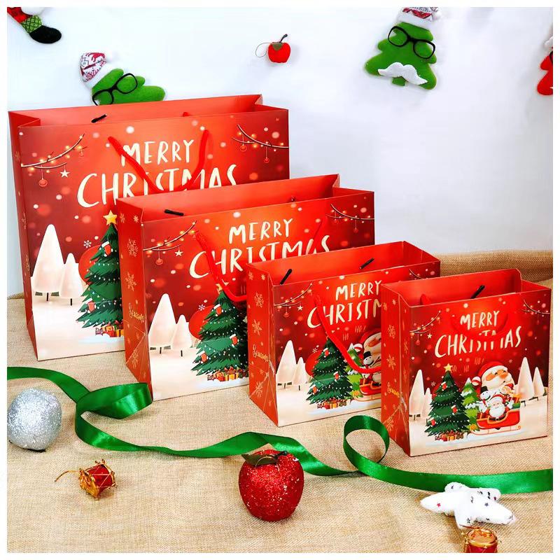 12 Weihnachtliche Geschenktüten Aus Papier Mit Henkeln, Geschenkverpackung, Set Mit 12 Geschenktüten