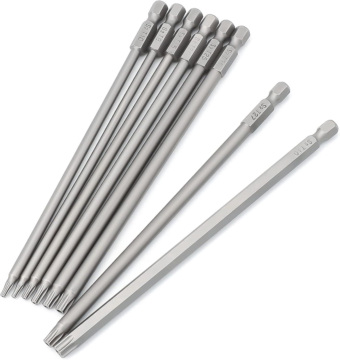 Set Mit 8 Langen Schraubendreherbits, 150 Mm – 1/4" Magnetischer Sternkopf Mit Sechskantschaft Für Schraubendreher – 8 Stück
