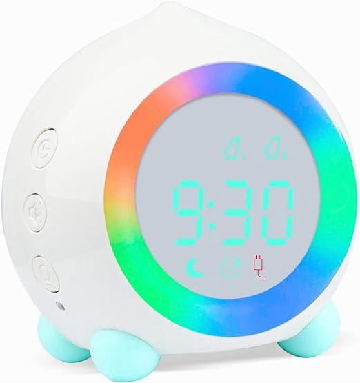 Kinderwecker Mit Leuchtenden Weißen Ziffern, Led-nachttischlampe, Einstellbarer Lautstärke, Schlummerfunktion Und Wiederaufladbarem Usb-nachtlicht