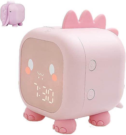 Kinderwecker Für Mädchen Und Jungen (pink) Mit Led-digitalanzeige Im Dinosaurier-design, Timer, Einstellbarer Lautstärke, Schlummerfunktion, Nachtlicht Und Usb-aufladung