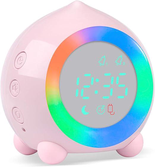 Kinderwecker (lila-rosa) Mit Leuchtzahlen, Led-nachtlicht, Einstellbarer Lautstärke, Schlummerfunktion Und Usb-aufladung