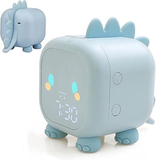 Kinderwecker Für Mädchen Und Jungen (blau) Mit Led-digitalanzeige In Dinosaurierform, Timer, Einstellbarer Lautstärke, Schlummerfunktion, Nachtlicht Und Usb-aufladung