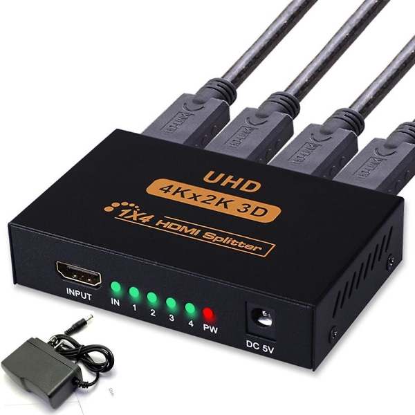 Hdmi-splitter Mit 1 Eingang Und 4 Ausgängen, Metallgehäuse, 4k-unterstützung, Für Fernseher, Monitor Und Projektor
