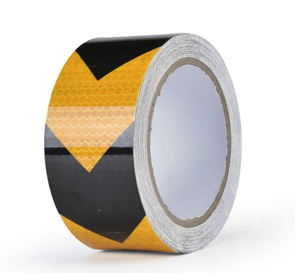 45 M X 5 Cm Reflektierendes Klebeband, Sicherheitswarnband Für Richtungspfeile, Warnschilder, Hohe Sichtbarkeit, Hohe Leuchtkraft, Gelb-schwarzer Pfeil