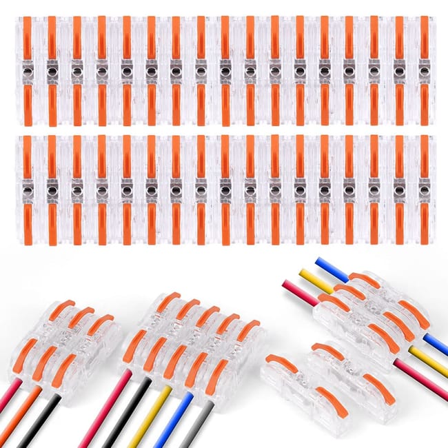 34-teiliges Set Aus Einadrigen, Zweipoligen Schnellanschlussklemmen Mit Hebelmechanismus, Domino-verteilerblöcken, Flammhemmendem Pa/pc-material