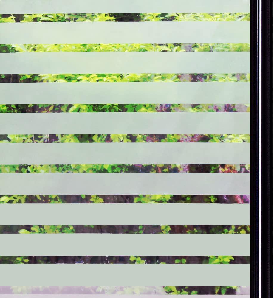 Statisch Haftende Fensterfolie 45 X 200 Cm, Dekorative, Mattierte Streifen, Dick, Ohne Klebstoff, Ideal Für Büro, Schlafzimmer, Küche, Zuhause