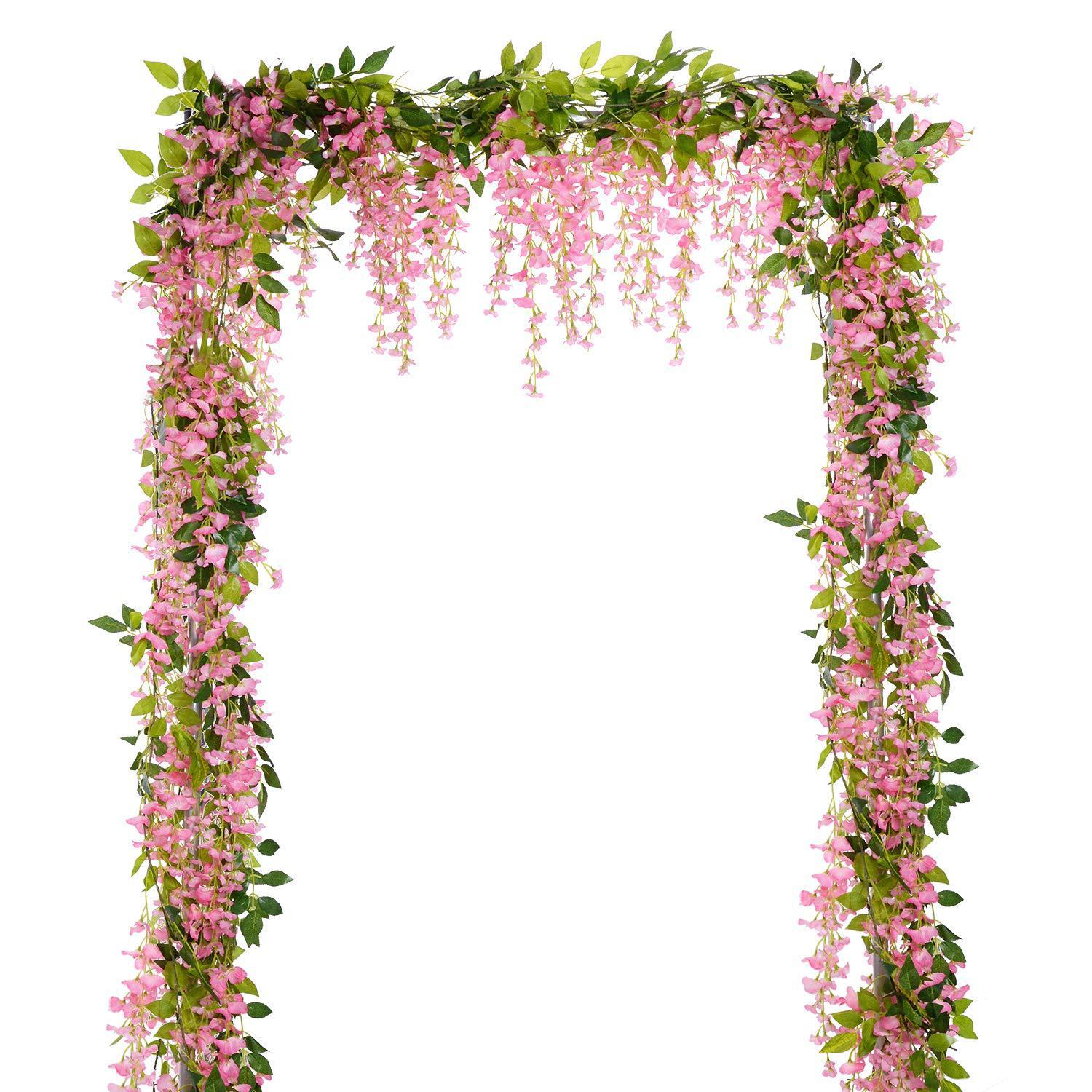 Künstliche Seiden-glyziniengirlande, Künstliche Glyzinienblüten Und Hängende Rosen Für Heim-, Hochzeits-, Garten- Und Partydekorationen