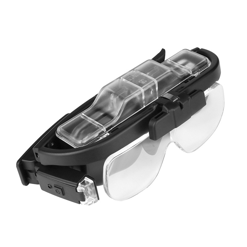 Vergrößerungsbrille Mit Dualer Led-beleuchtung, Wiederaufladbare Usb-kopfbandlupe Zum Lesen, Für Schmuckherstellung, Präzisionsarbeiten Und Für Sehbehinderte, Austauschbare Linsen (1,5x, 2x, 2,5x)