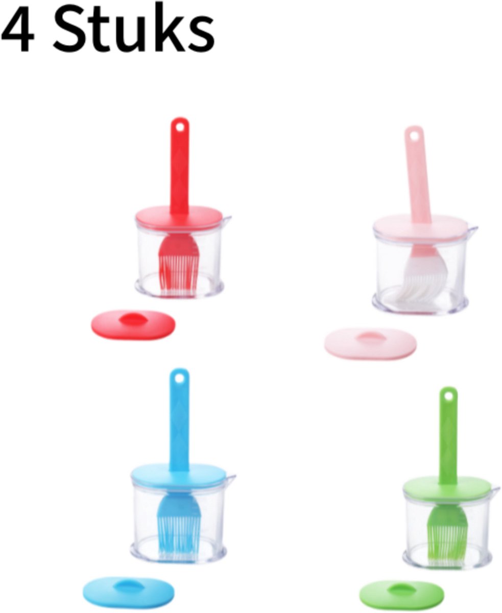 Hitzebeständige Silikonpinsel – Küchenutensilien Zum Backen, Grillen Und Braten – Lebensmittelechtes Silikon + Pp-griff – 4 Farben (grün, Rosa, Rot, Blau)