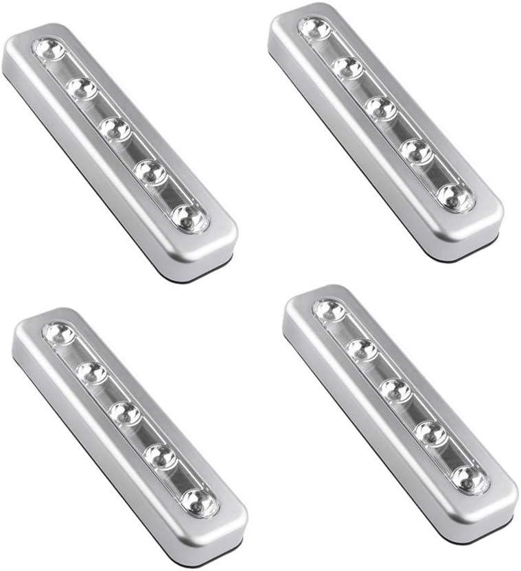 Set Mit 4 Kabellosen, Selbstklebenden, Berührungsempfindlichen Led-nachtlichtern, Je 5 Leds, Batteriebetrieben, Für Schränke, Ankleidezimmer, Flure, Treppenhäuser, Dachböden, Garagen, Autos, Schuppen