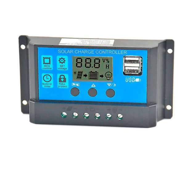 60a 12v-24v Usb-solar-laderegler Mit Zwei Usb-ladegeräten (blau)
