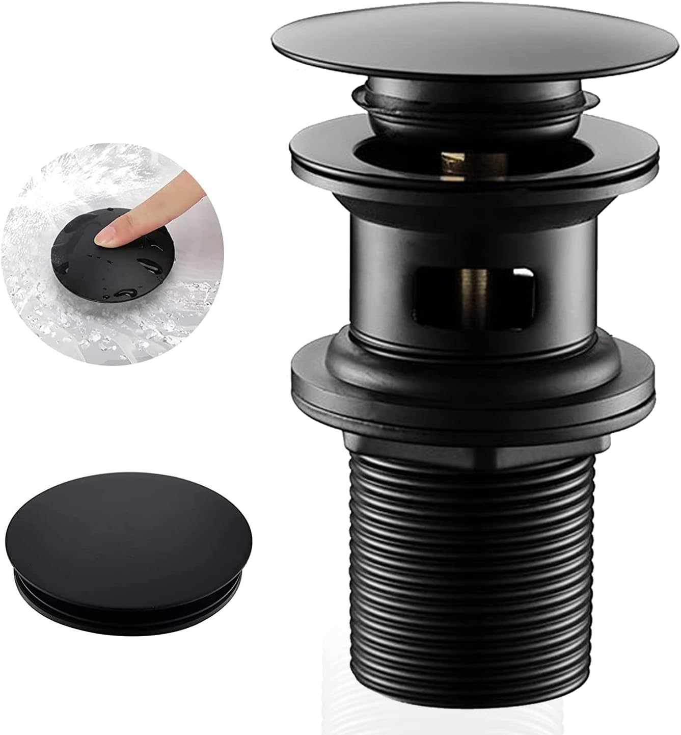 Slavbo Universal-gleitschiene Mit Automatischem Ablauf, Pop-up-ablauf Und Ausziehfunktion Für Waschbecken Und Badewanne Aus Edelstahl (schwarz)