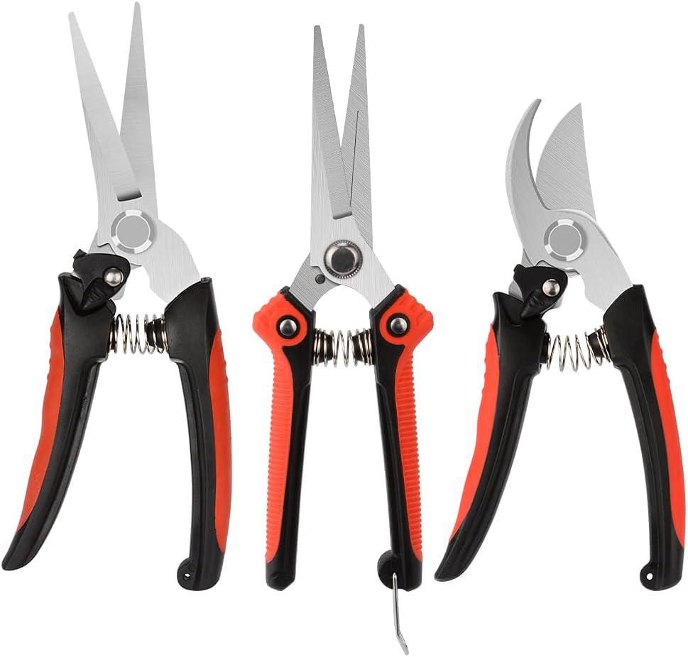 3-teiliges Set Gartenscheren, Professionelle Manuelle Astscheren, Sicherheitsscheren, Blumenscheren, Rasen- Und Gartentrimmer, Edelstahl-federverschluss