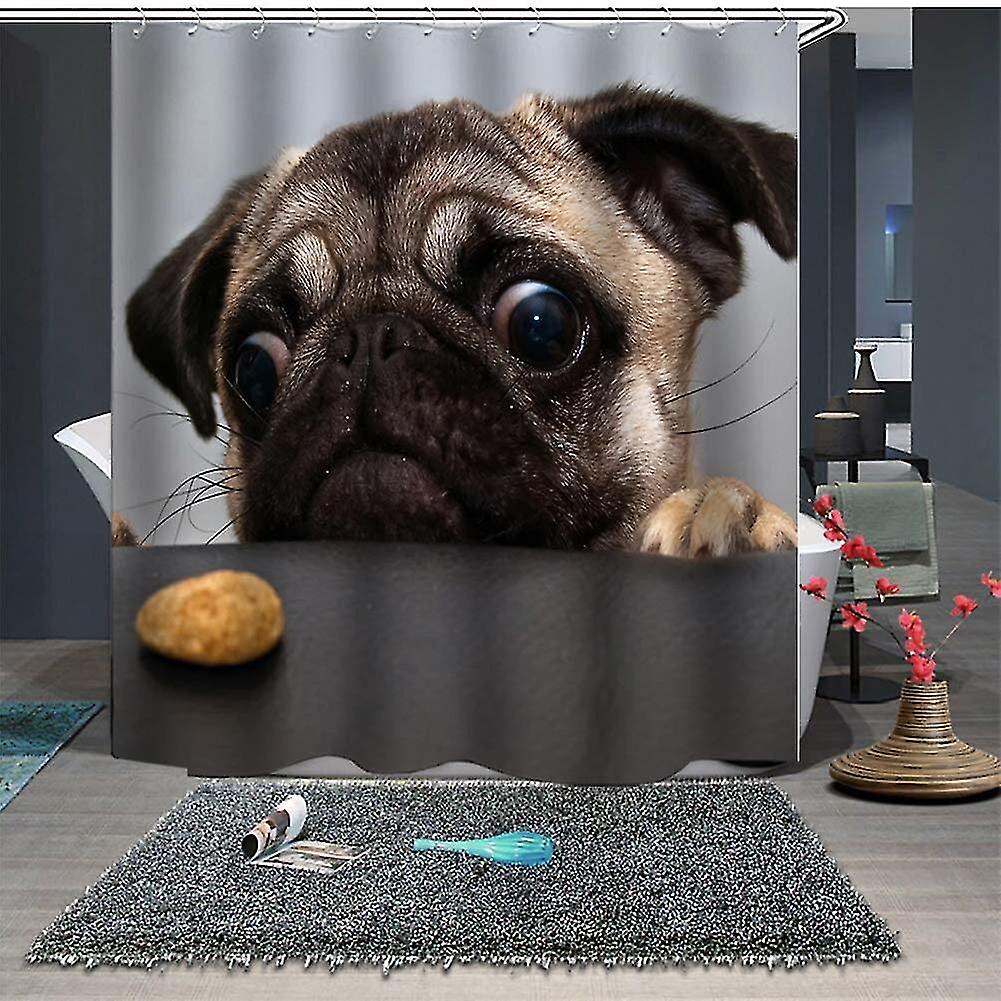 Duschvorhang Mit Digitalem Hunde-print, 150 X 180 Cm, Für Badezimmer