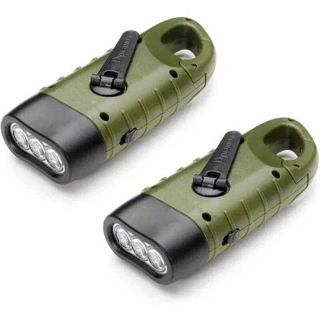 Wiederaufladbare Solartaschenlampen, Handbetriebene Led-notleuchten, Taschenlampe Mit Karabinerhaken Für Camping, Wandern, Militäreinsatz, Grün